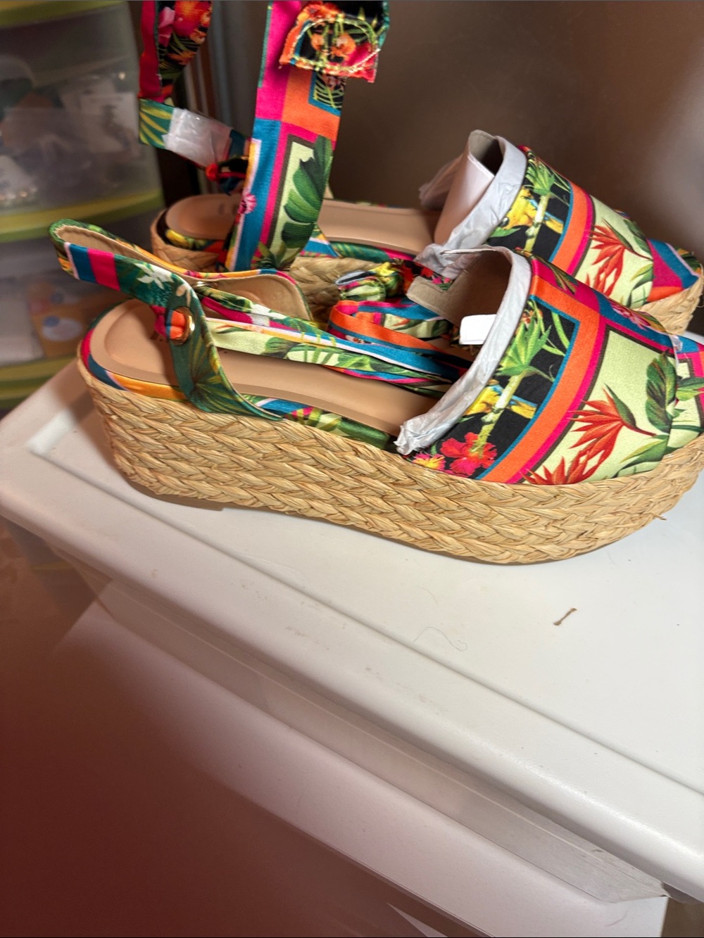 INC International Concepts Multicolor Floral Espadrille Wedge Sandals
